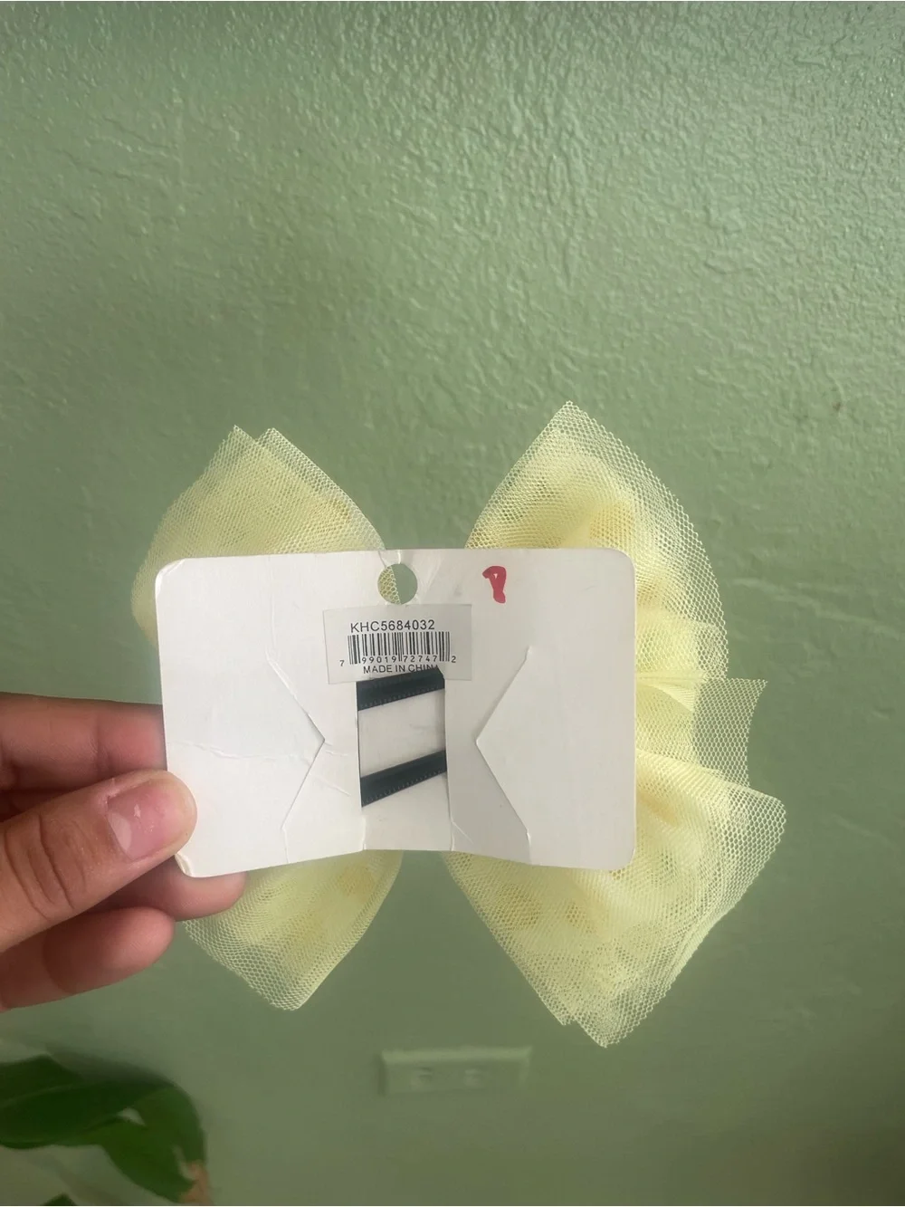 Yellow Heart & Mint Bow Hair Clip for Kids